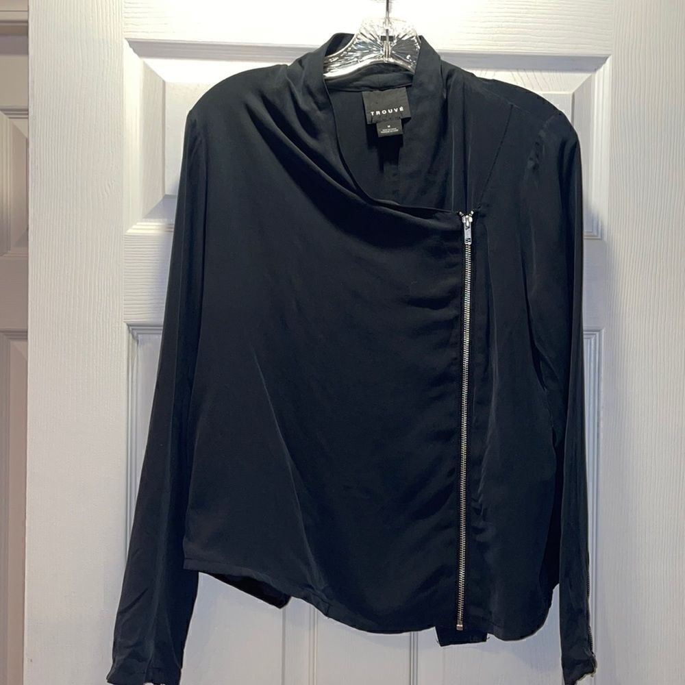 Trouve Black Modal Side Zip Jacket